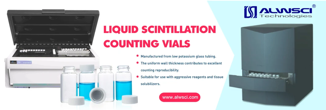 Alwsci Counting 20ml Clear Glass Lquid Scintillation Vials 20 Ml